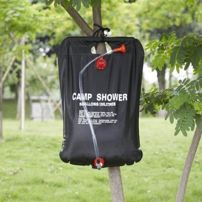 Dus solar suspendat pentru camping sau plaja, capacitate 20l, culoare Neagra foto