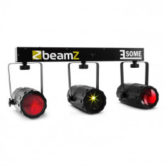 Beamz 3-Some Clear, trei reflectoare cu LED-uri, microfon cu laser foto