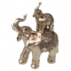 Ornament decorativ format din 2 elefanti, Gri, 24 cm, 1136H