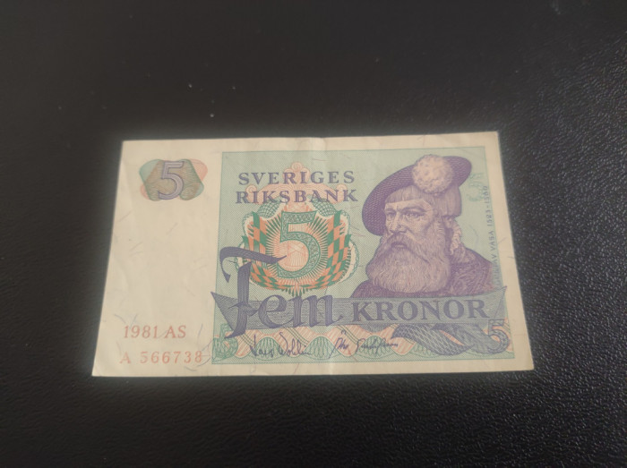 Bancnota 5 Kronor 1981 Suedia