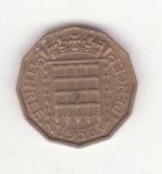 Marea Britanie 3 pence 1956 - Tudor portcullis -without &#039;BRITT:OMN&#039;.