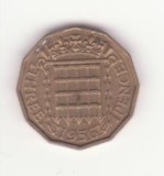 Marea Britanie 3 pence 1956 - Tudor portcullis -without &#039;BRITT:OMN&#039;.