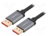 Cablu DisplayPort 1.4 3m LOGILINK Negru Aluminiu HDCP 2.2