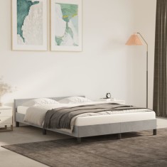 Gossi cadru de pat cu tablie, gri deschis, 140x200 cm, catifea