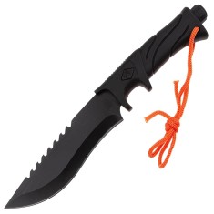 Cutit de vanatoare DEPOX, Jungle Commander, negru, 27.5 cm, teaca textila inclusa