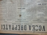 Ziarul Comunitatii Evreiesti Sefarde din ROMANIA , ANII 1881-1899 , VOCEA DREPTATEI, exemplar din 10 MAIU 1891 .