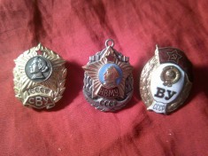 3 Insigne Militare URSS cca.1947 - Academia Militara Sovietica , metal si email , h=3,5cm
