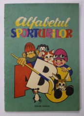 ALFABETUL SPORTURILOR de AMILCAR CONSTANTINESCU si VASILE MURESANU , 1974 , CARTE DE COLORAT , PREZINTA PAGINI COLORATE foto