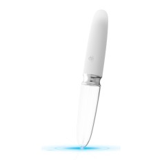 Vibrator Straight LED, 10 Moduri Vibratii, Silicon/Sticla, USB, Alb, 17.7 cm