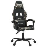 Cumpara ieftin Scaun de gaming pivotant, negru si camuflaj, piele ecologica