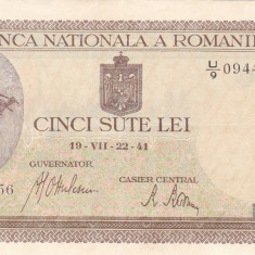 Bancnote România - 500 lei 1941 iulie - filigran orizontal (starea care se vede)