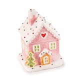 Borcan Casuta Turta Dulce Craciun ceramica multicolora 11x10.5x15 cm