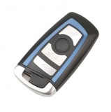 Set 2 bucati - Carcasa cheie Topautochei&amp;#174; compatibila cu Bmw seria 5 F10, 4 butoane, ornament albastru