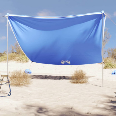 vidaXL Baldachin de plajă cu ancore de nisip, albastru, 304x300 cm foto
