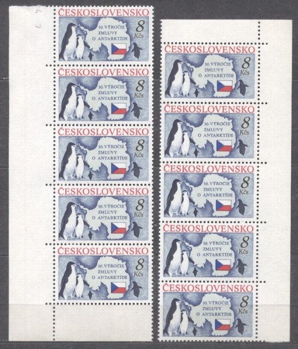 Czechoslovakia 1991 Penguins x 10 in blocks MNH S.626