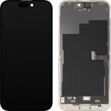 Cumpara ieftin Display cu Touchscreen MP compatibil cu Apple iPhone 15 Pro, cu Rama, Versiune Premium Soft OLED FHD 120Hz, Negru