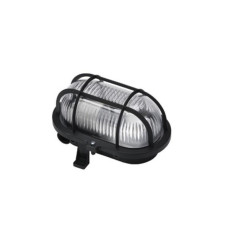 Lampa ovala exterior 60W E27, grilaj de plastic, negru, BADT