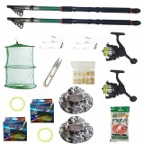 Set 2 lansete eastshark 3.6m, doua mulinete BH200, gute, palarii, monturi, pufuleti si accesorii, EAST SHARK