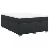 Cumpara ieftin Pat box spring cu saltea, negru, 160x200 cm, piele ecologica