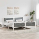 vidaXL Cadru de pat Gri deschis 200 x 200 cm Lemn de pin masiv 3394272