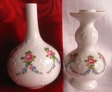 VAZA SI SFESNIC PORTELAN WALENDORF BAVARIA DECOR CU TRANDAFIRI 15.5 CM