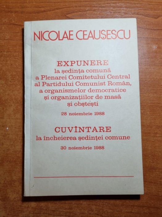 expunerea lui ceausescu la plenara PCR - 30 noiembrie 1988