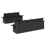 Cumpara ieftin Set mobilier de gradina cu perne, 8 piese, negru, poliratan