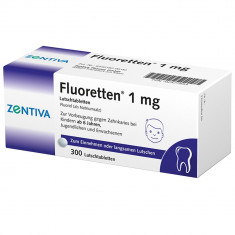 Supliment Alimentar, Zentiva, Fluoretten, pentru Sanatatea Dentara, cu Fluor 1mg, 300 tablete