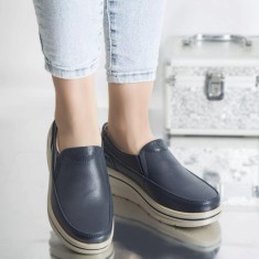 Pantofi cu platforma jessica navy piele naturala, 36