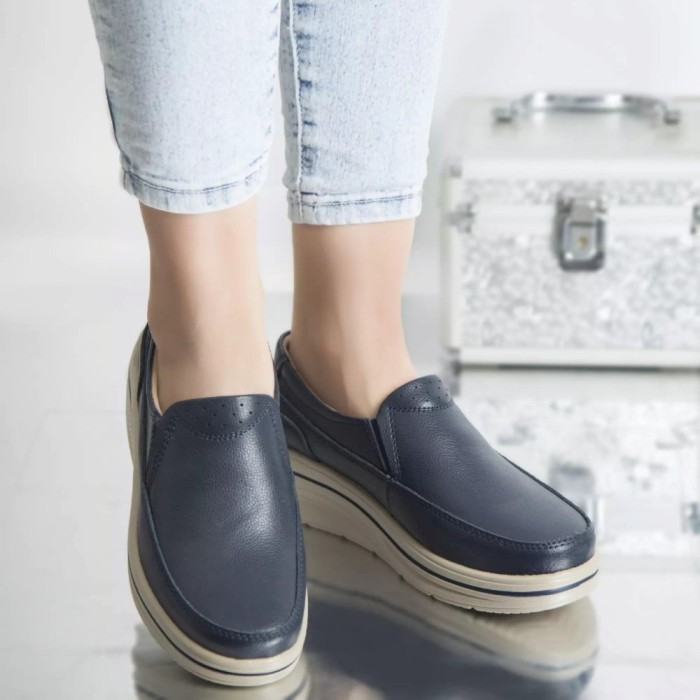 Pantofi cu platforma jessica navy piele naturala, 36