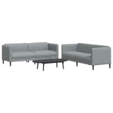 VidaXL Set de canapele, 2 piese, gri deschis, material textil