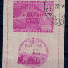 Trieste Zona B 1950 - Centenarul cailor ferate, colita ndt stamp