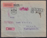 ROMANIA 1930 LP 86 EFIGIA REGELUI CAROL II /PLIC CU ANTET RECOMANDAT EXPRESS CIRCULAT CLUJ-VIENA 1932