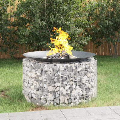 vidaXL Vatră de foc din gabion &amp;Oslash; 100 cm, fier galvanizat foto