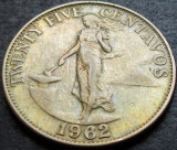 Cumpara ieftin Moneda exotica 25 CENTAVOS - FILIPINE, anul 1962 * cod 5144, Asia