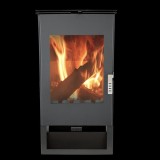 Soba moderna Verso INA, 7,5 kW, din oțel, cu geam termorezistent și design modern, negru