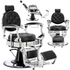 Scaun de frizerie hidraulic pentru salon de frizerie barber shop Logan Black Silver Barberking foto