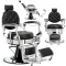 Scaun de frizerie hidraulic pentru salon de frizerie barber shop Logan Black Silver Barberking