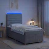 Cumpara ieftin Pat cu arcuri LED si saltea Gri deschis 80 x 200 cm Tesatura