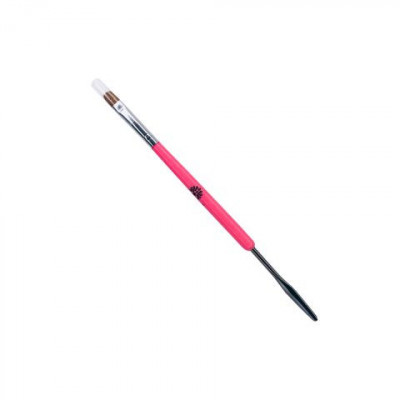 Pensula/Spatula manichiura pentru polygel, 2 capete, Nr. 4, culoare roz foto