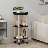 Masă cărucior 3 niveluri negru 38x38x82cm lemn prelucrat/pin