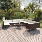 vidaXL Set mobilier de grădină cu perne, 12 piese, maro, poliratan 3094519