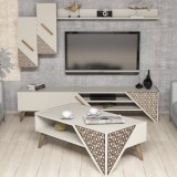 Cumpara ieftin Set Comoda TV si Masuta de Cafea Living Beril Cream