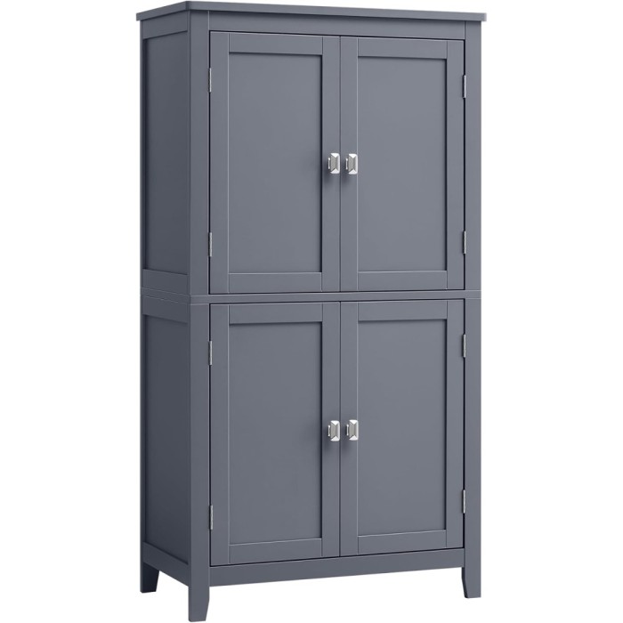 VASAGLE Dulap de baie, din MDF, cu 2 compartimente si 4 usi, rafturi reglabile, 30x60x110cm, gri inchis Household NewTrend