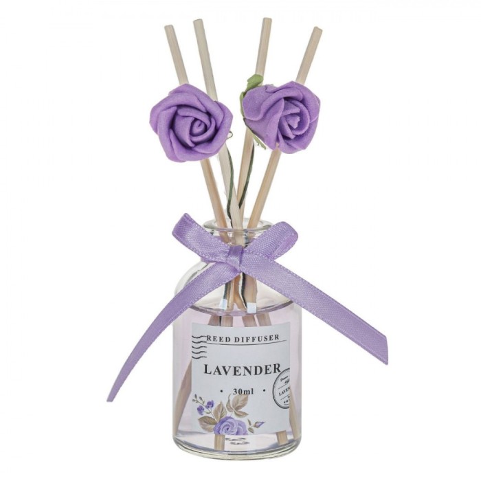 Difuzor Aromă Cameră, Lavandă, Bețișoare și Flori Decorative, Capacitate 30ml