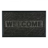Covoras intrare, model in relief negru Welcome, 75x45 cm