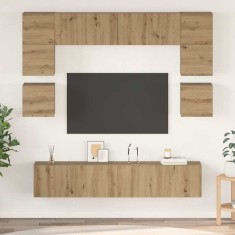 vidaXL Set comodă TV cu raft Pe perete Altele 8 pcs stejar artizanal 80 x 30 x 30 cm