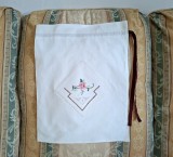 Saculet Vintage din bumbac cu broderie manuala aplicata