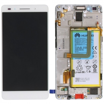Huawei Honor 7 (PLK-L01) Capac frontal al modulului de afișare + LCD + digitizer + baterie argintie 02350MFQ