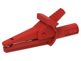 Bornă crocodil 10A roşie 600V, capacitate prindere max. 9mm